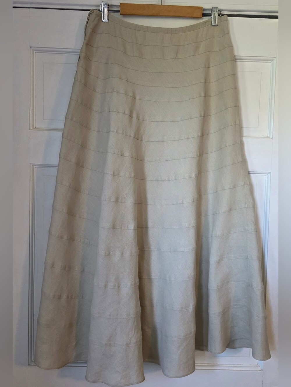Soft Surroundings Beige A-Line Linen Maxi Skirt